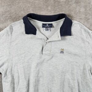 Psycho Bunny Mens size 6 (L Large) Grey Short Sleeve Polo Shirt Embroidered Logo